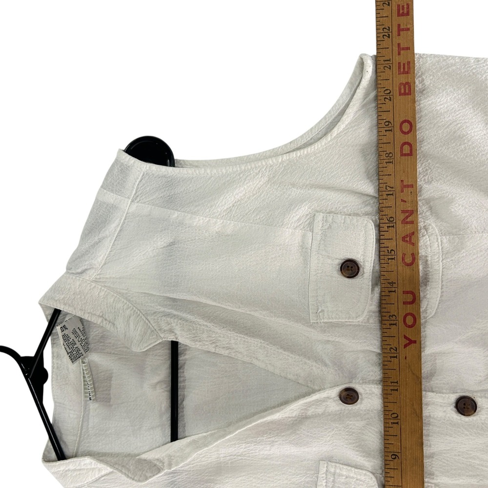 White Button Front Shirt Dress XL Sleeveless Cotton Summer Minimalist Resort - Picture 7 of 8